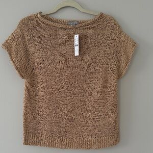 J. Crew Short-Sleeve Crewneck crochet Sweater in Camel XL